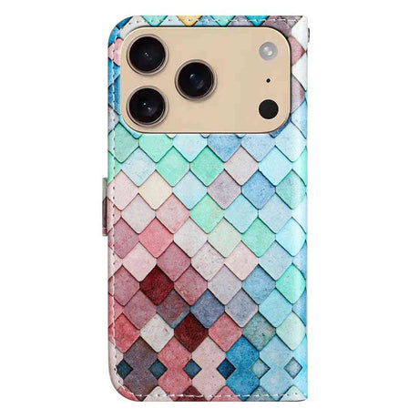 EIDERWOOD iPhone 17 Pro Max Kunstskinn Flip Deksel med Lommebok & Stropp – Mønster