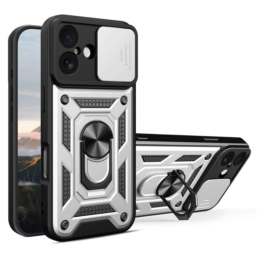 EIDERWOOD iPhone 17 Hybrid Håndverker Deksel m. Kickstand & Cam Slider - Sølv