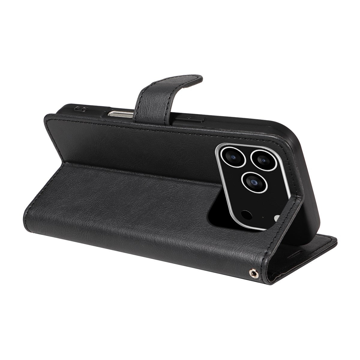 EIDERWOOD iPhone 17 Pro Deksel i Kunstskinn med Lommebok & Stropp - Svart