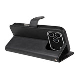 EIDERWOOD iPhone 17 Pro Deksel i Kunstskinn med Lommebok & Stropp - Svart