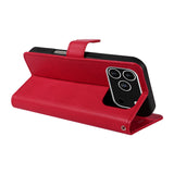 EIDERWOOD iPhone 17 Pro Deksel i Kunstskinn med Lommebok & Stropp - Rød