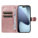 EIDERWOOD iPhone 17 Pro Deksel i Kunstskinn med Lommebok & Stropp - Rose Gold