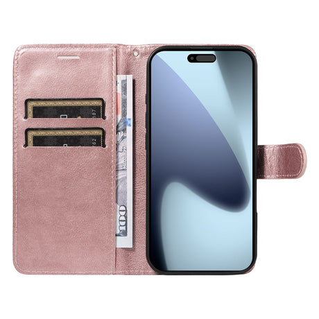 EIDERWOOD iPhone 17 Pro Deksel i Kunstskinn med Lommebok & Stropp - Rose Gold