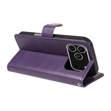EIDERWOOD iPhone 17 Pro Deksel i Kunstskinn med Lommebok & Stropp - Lilla