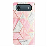EIDERWOOD iPhone Air Kunstskinn Flip Deksel m. Lommebok & Stropp - Rosa Marmor