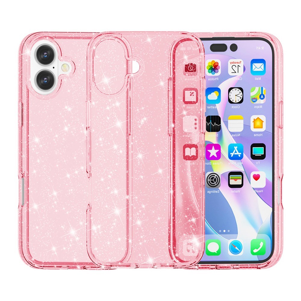 EIDERWOOD iPhone 17 Hybrid Plast Deksel - Rosa Glitter