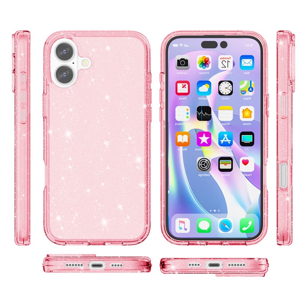 EIDERWOOD iPhone 17 Hybrid Plast Deksel - Rosa Glitter