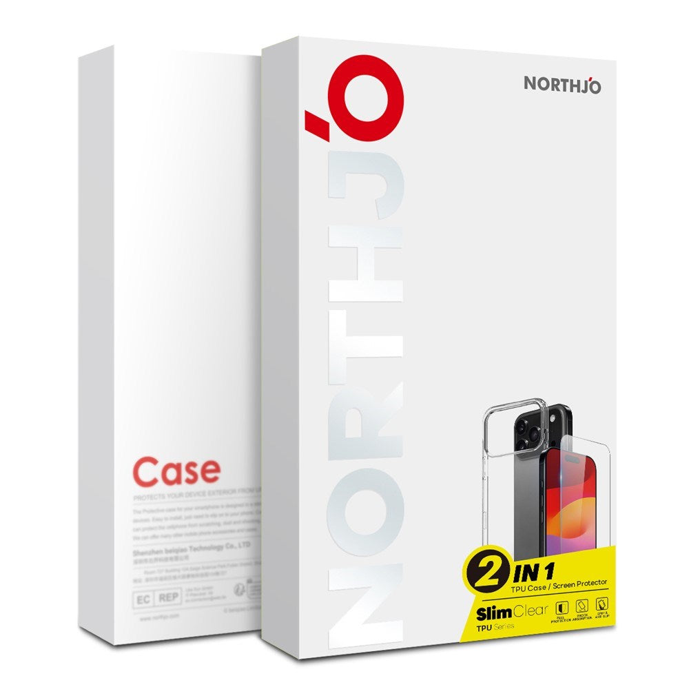 NORTHJO iPhone Air 2-i-1 Beskyttelsessett m. Fleksibelt Plast Deksel & Herdet Skjermbeskyttelsesglass - Gjennomsiktig