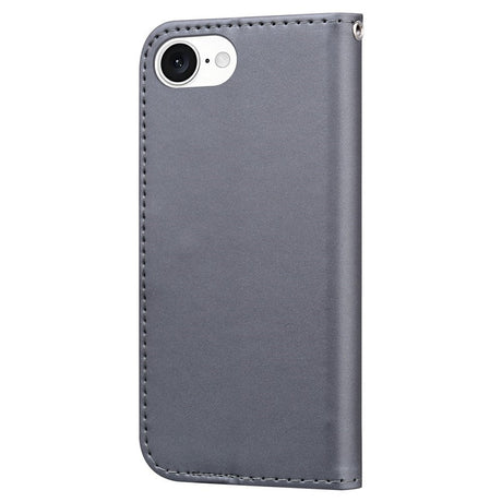 iPhone 17e / 16e Kunstskinn Flip Deksel m. Figur - Grå