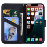 iPhone 17e / 16e Kunstskinn Flip Deksel m. Figur - Svart