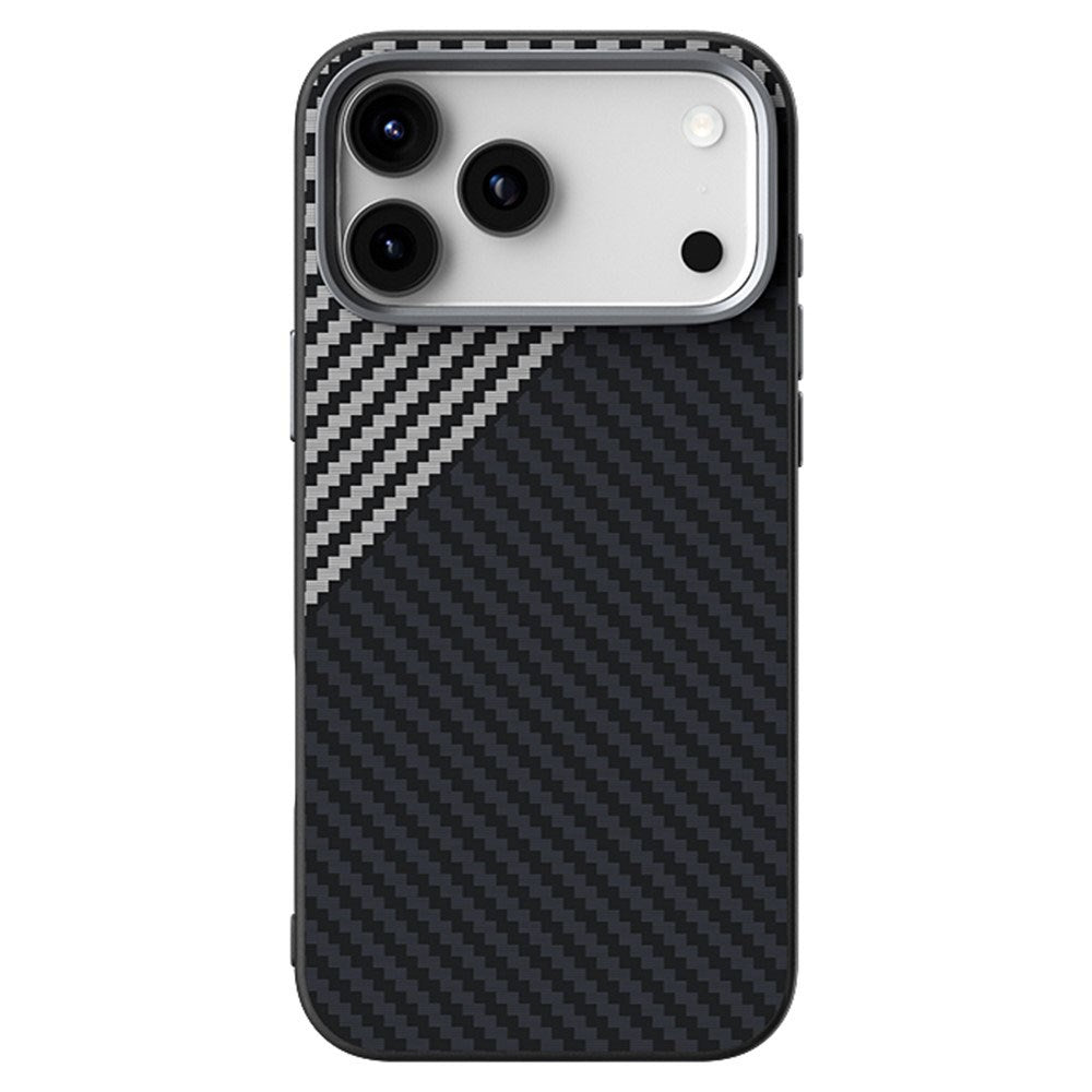 iPhone 18 Pro / 17 Pro ABEEL Hybrid Deksel med Karbonfibertekstur - MagSafe Kompatibel - Svart / Sølv