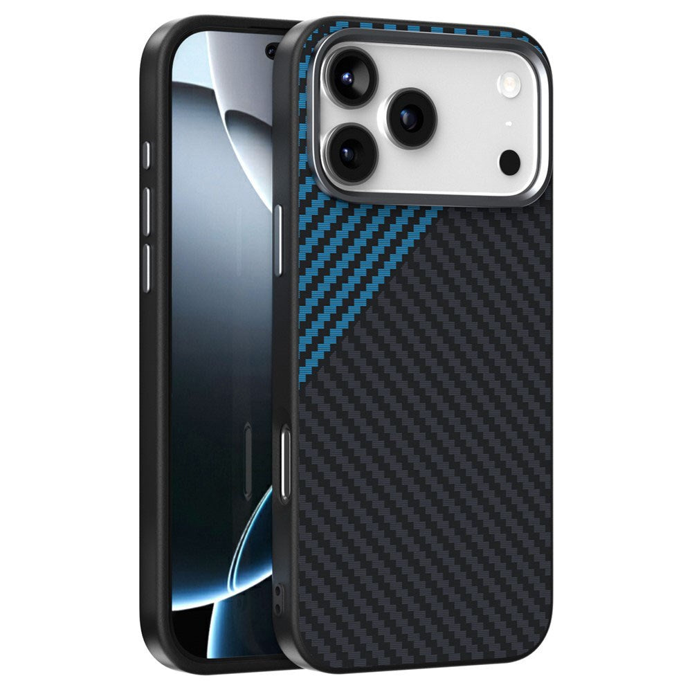 iPhone 18 Pro / 17 Pro ABEEL Hybrid Deksel med Karbonfibertekstur - MagSafe Kompatibel - Svart / Blå