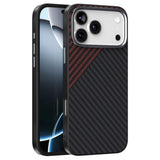 iPhone 18 Pro / 17 Pro ABEEL Hybrid Deksel med Karbonfibertekstur - MagSafe Kompatibel - Svart / Rød