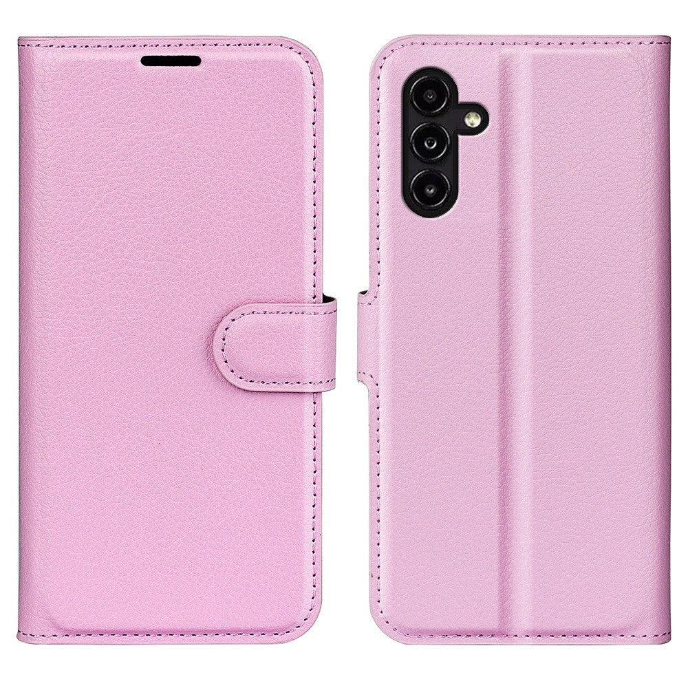 Samsung Galaxy A14 (5G) PU Litchi Skin Flip Deksel med Lommebok - Rosa