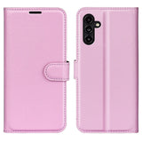 Samsung Galaxy A14 (5G) PU Litchi Skin Flip Deksel med Lommebok - Rosa