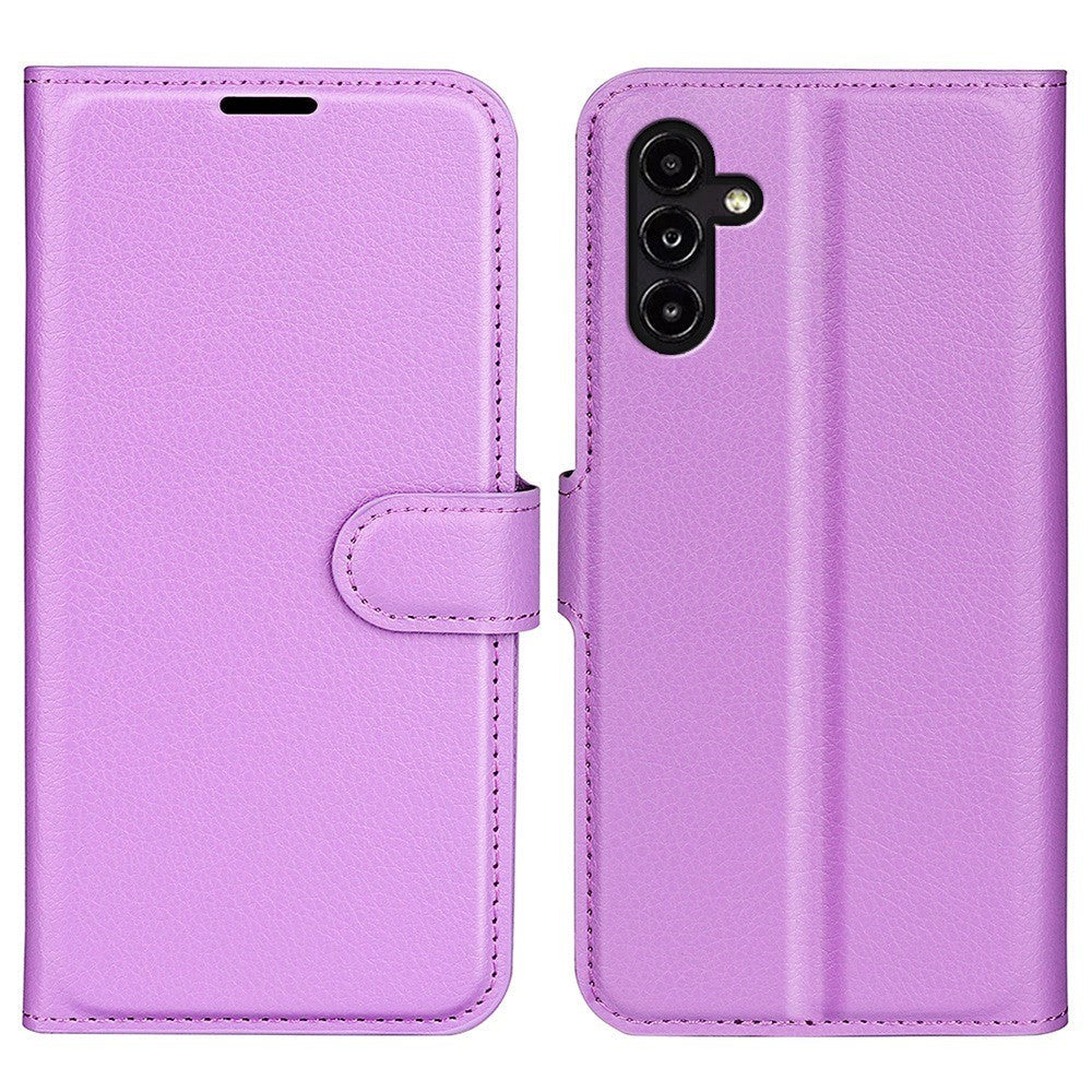 Samsung Galaxy A14 (5G) PU Litchi Skin Flip Deksel med Lommebok - Lilla