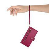 EIDERWOOD iPhone 17 Flip Deksel med Kortholder / Glidelåslomme / Stropp - Rød