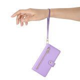 EIDERWOOD iPhone 17 Flip Deksel med Kortholder / Glidelåslomme / Stropp - Lilla