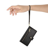 EIDERWOOD iPhone Air Flip Deksel med Kortholder / Glidelåslomme / Stropp - Svart