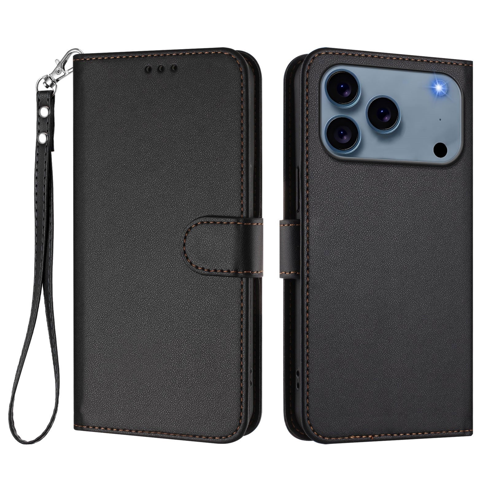 iPhone 18 Pro Max / 17 Pro Max EIDERWOOD Kunstskinn Flip Deksel m. Stropp - Svart