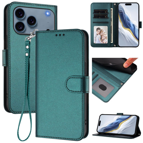 iPhone 18 Pro Max / 17 Pro Max EIDERWOOD Kunstskinn Flip Deksel m. Stropp - Grønn