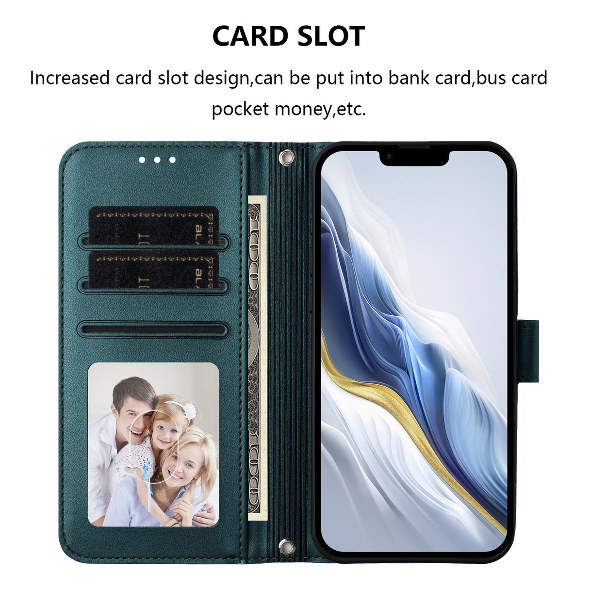 iPhone 18 Pro Max / 17 Pro Max EIDERWOOD Kunstskinn Flip Deksel m. Stropp - Grønn