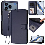iPhone 18 Pro Max / 17 Pro Max EIDERWOOD Kunstskinn Flip Deksel m. Stropp - Blå