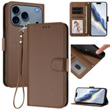 iPhone 18 Pro Max / 17 Pro Max EIDERWOOD Kunstskinn Flip Deksel m. Stropp - Brun