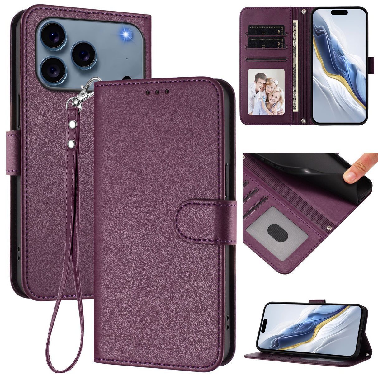 iPhone 18 Pro Max / 17 Pro Max EIDERWOOD Kunstskinn Flip Deksel m. Stropp - Lilla