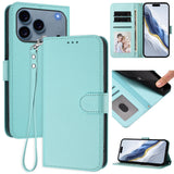 iPhone 18 Pro Max / 17 Pro Max EIDERWOOD Kunstskinn Flip Deksel m. Stropp - Lysblå