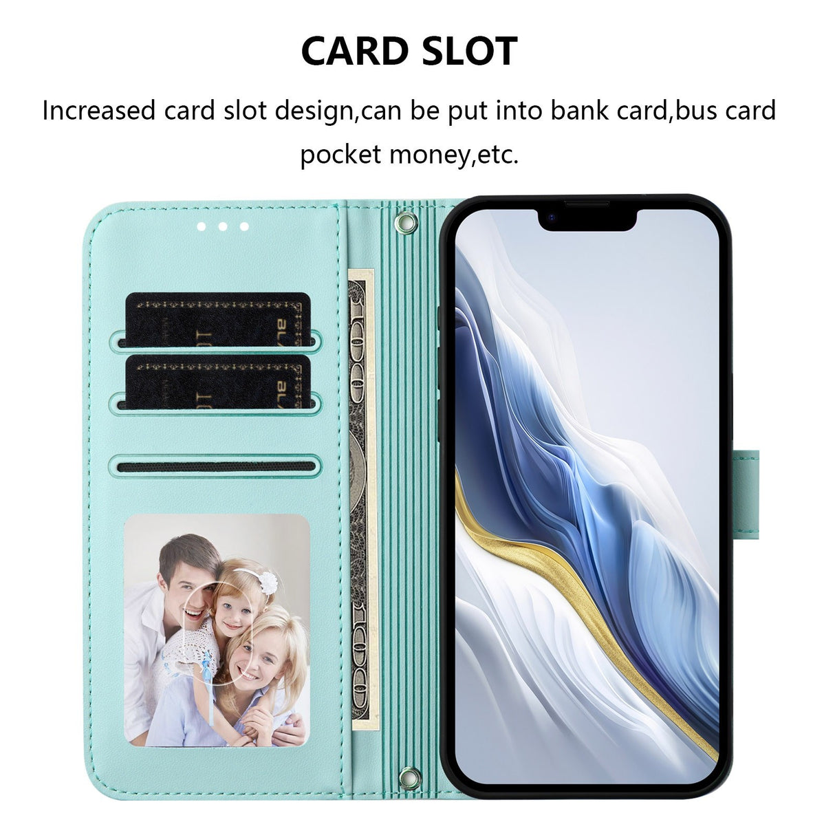 iPhone 18 Pro Max / 17 Pro Max EIDERWOOD Kunstskinn Flip Deksel m. Stropp - Lysblå