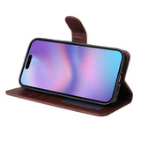 EIDERWOOD iPhone 17 2-i-1 Kunstskinn Flip Deksel med Skjermbeskyttelsesglass - Rød