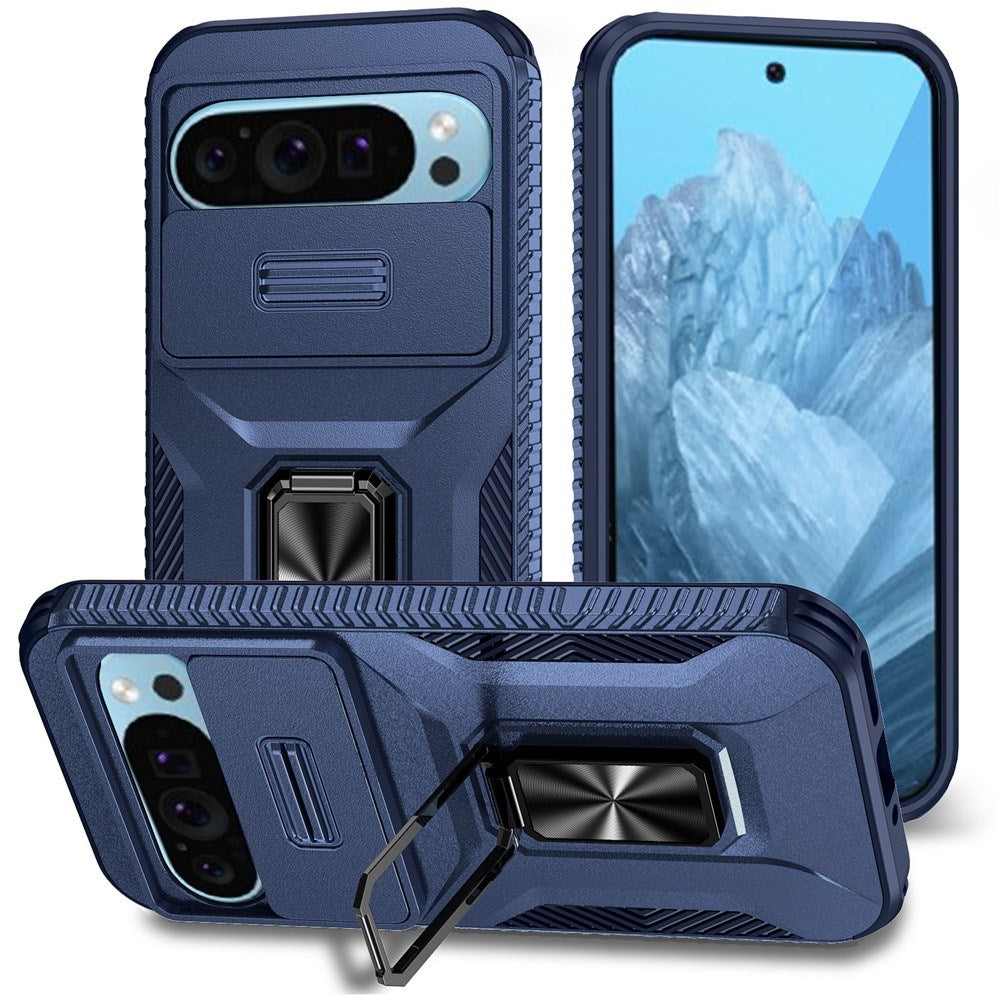 Google Pixel 11 Pro / 11 / 10 Pro / 10 / 9 Pro / 9 EIDERWOOD Håndverkerdeksel med 360 Graders Roterbar Støtte - Blå