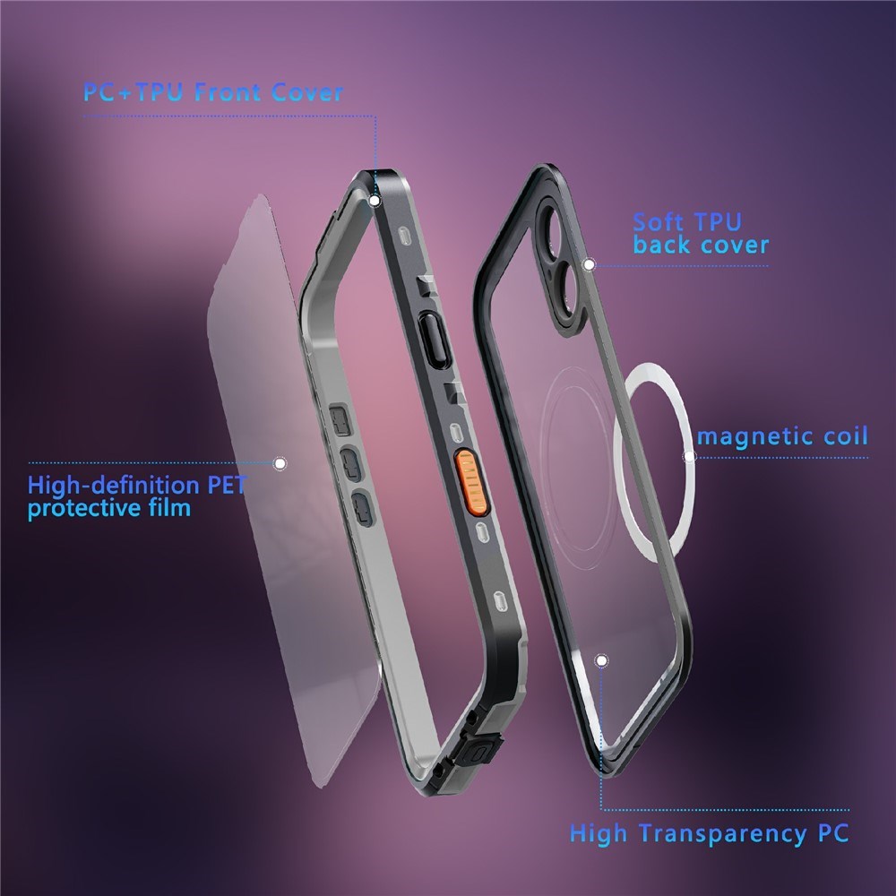 EIDERWOOD iPhone 17 Vanntett Håndverker Deksel m. Skjermbeskytter & Stropp - MagSafe Kompatibel - Svart