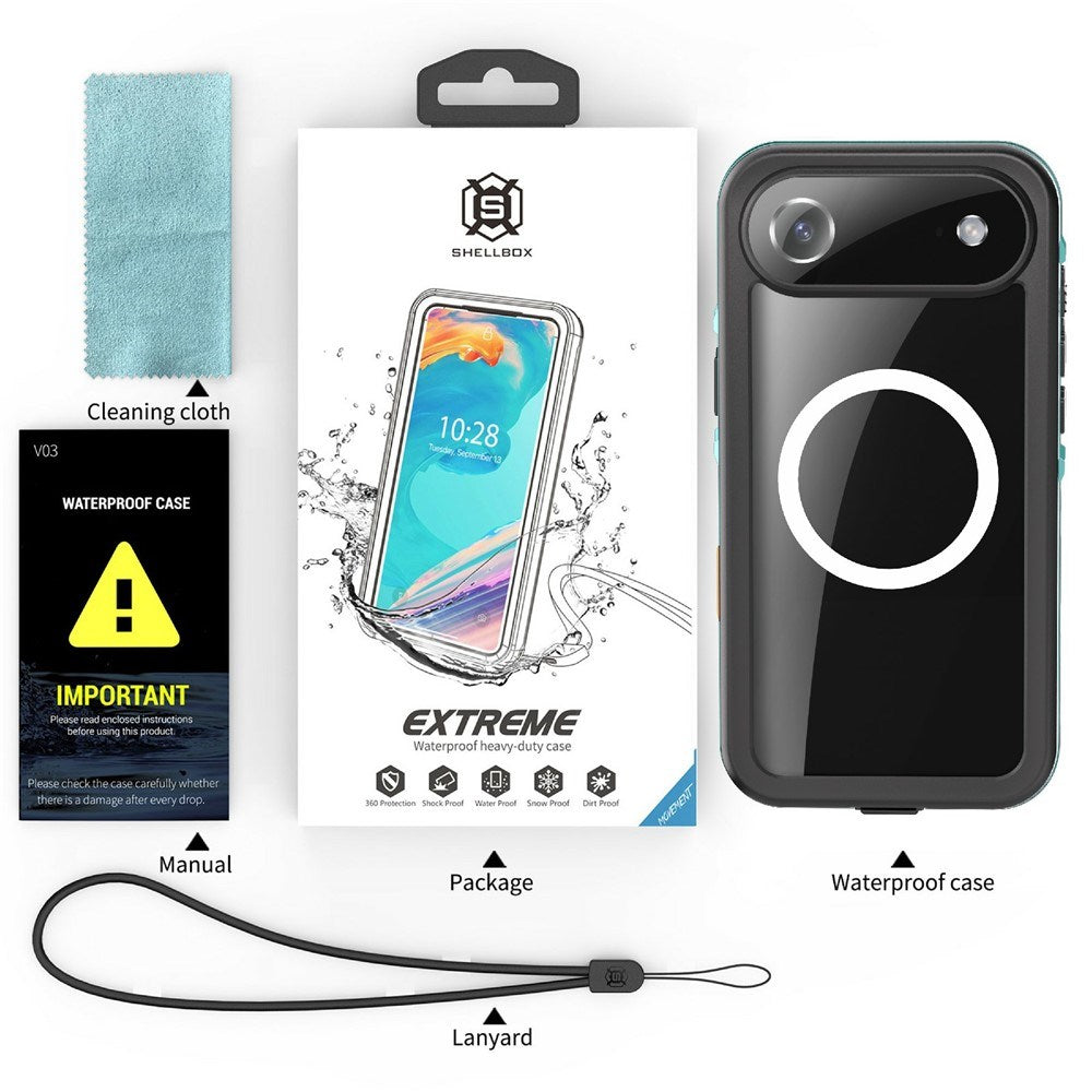 EIDERWOOD iPhone Air Vanntett Håndverker Deksel m. Skjermbeskytter & Stropp - MagSafe Kompatibel - Svart