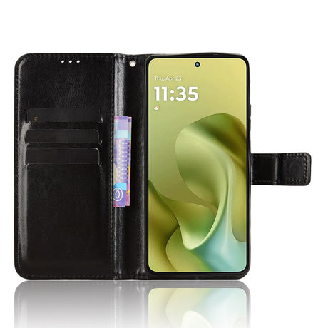 EIDERWOOD Motorola Moto G86 Power Kunstskinn Flip Deksel med Kortholder & Ståfunksjon - Svart