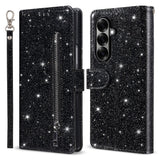 EIDERWOOD Samsung Galaxy Z Fold7 Glitter Flip Deksel m. Lommebok & Stropp - Svart