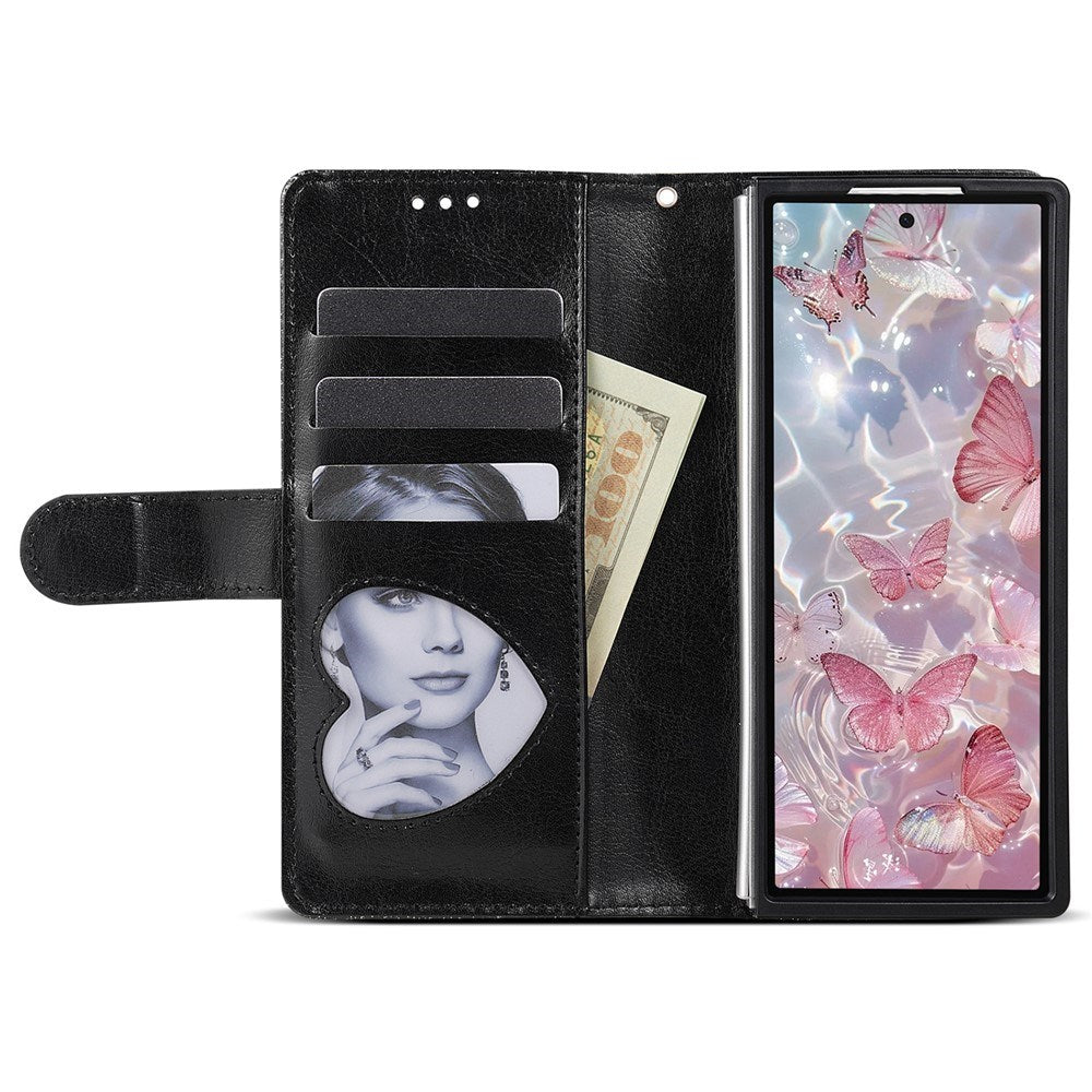 EIDERWOOD Samsung Galaxy Z Fold7 Glitter Flip Deksel m. Lommebok & Stropp - Svart