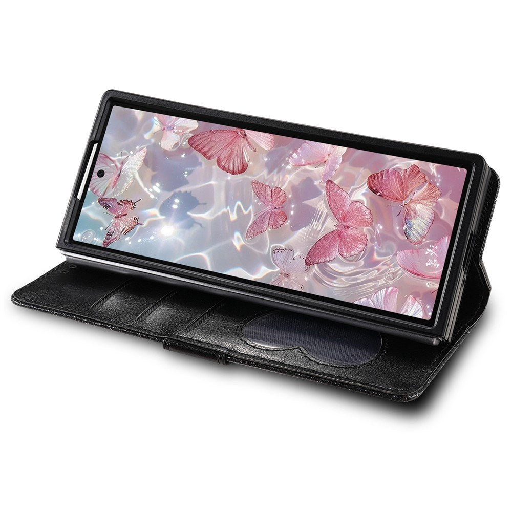 EIDERWOOD Samsung Galaxy Z Fold7 Glitter Flip Deksel m. Lommebok & Stropp - Svart