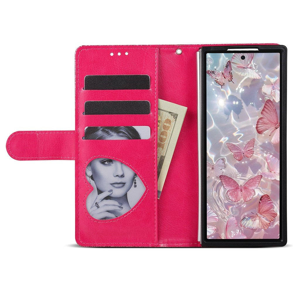 EIDERWOOD Samsung Galaxy Z Fold7 Glitter Flip Deksel m. Lommebok & Stropp - Rosa