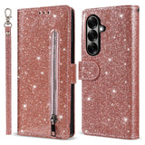 EIDERWOOD Samsung Galaxy Z Fold7 Glitter Flip Deksel m. Lommebok & Stropp - Rosegull