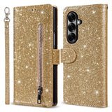 EIDERWOOD Samsung Galaxy Z Fold7 Glitter Flip Deksel m. Lommebok & Stropp - Gull