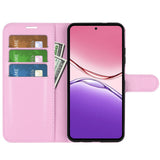 Oppo A5x (5G) / Oppo A5x (4G) EIDERWOOD Kunstskinn Flip Deksel med Kortholder & Ståfunksjon - Rosa