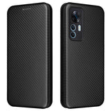 Xiaomi 12T / 12T Pro Carbon Fiber Flipdeksel i Plast - Svart