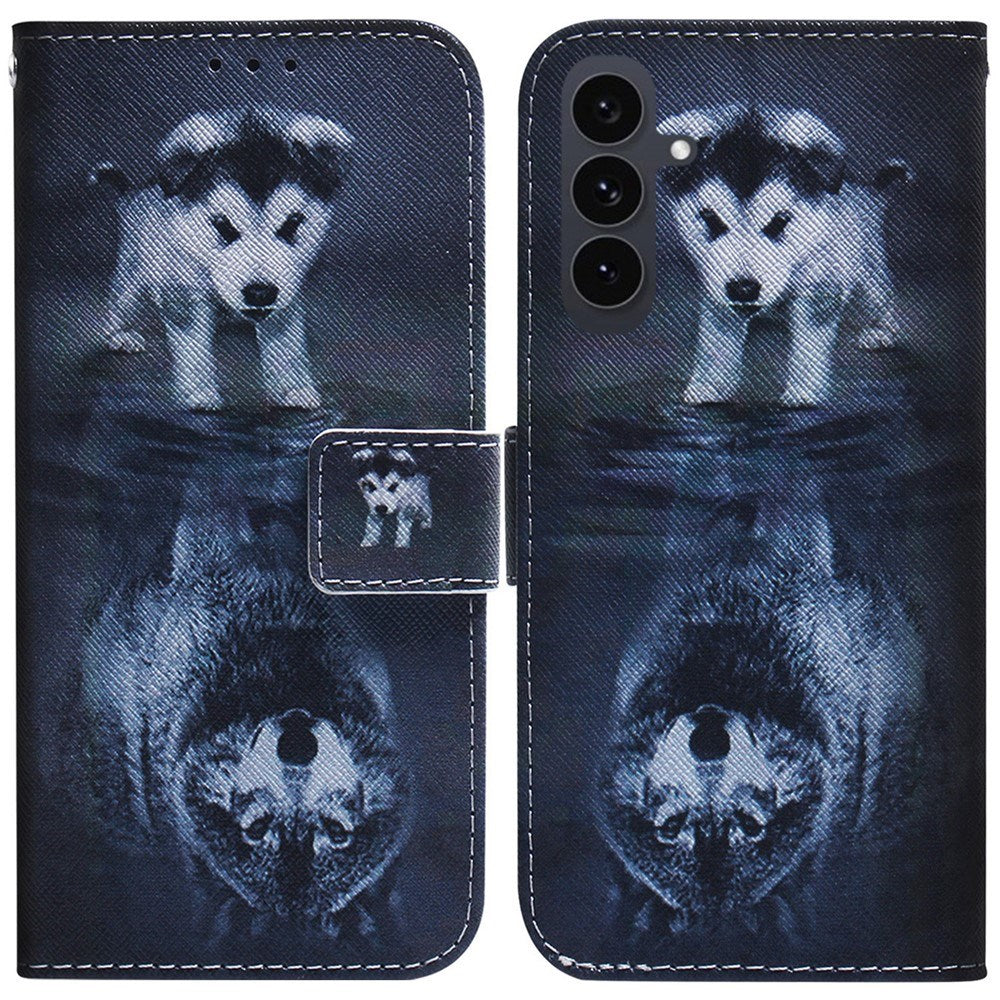 EIDERWOOD Samsung Galaxy S25 FE Kunstskinn Flip Deksel m. Motiv - Hund / Ulv