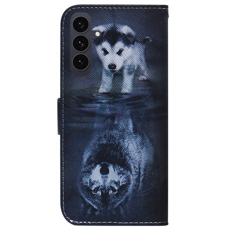 EIDERWOOD Samsung Galaxy S25 FE Kunstskinn Flip Deksel m. Motiv - Hund / Ulv