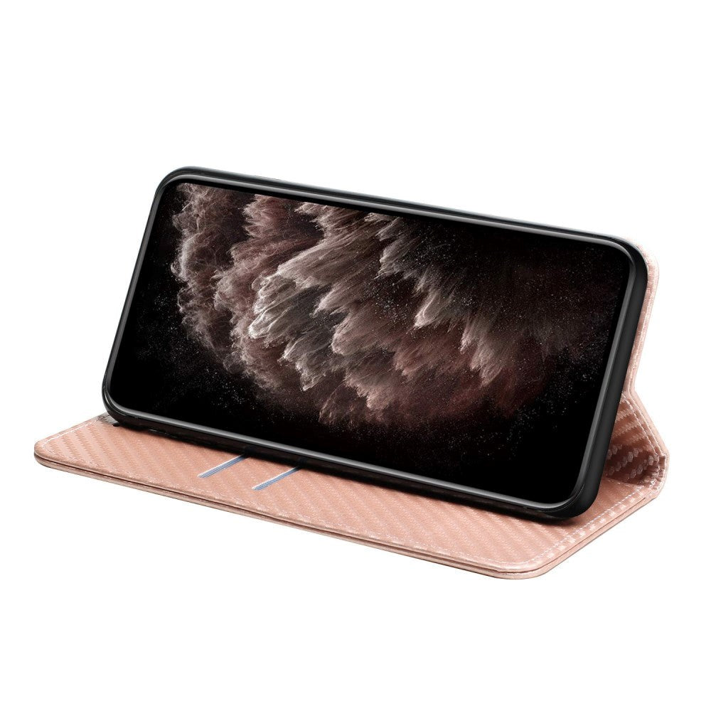 Samsung Galaxy S23 Carbon Flip Cover m. Pung & Kickstand - Rose Gull