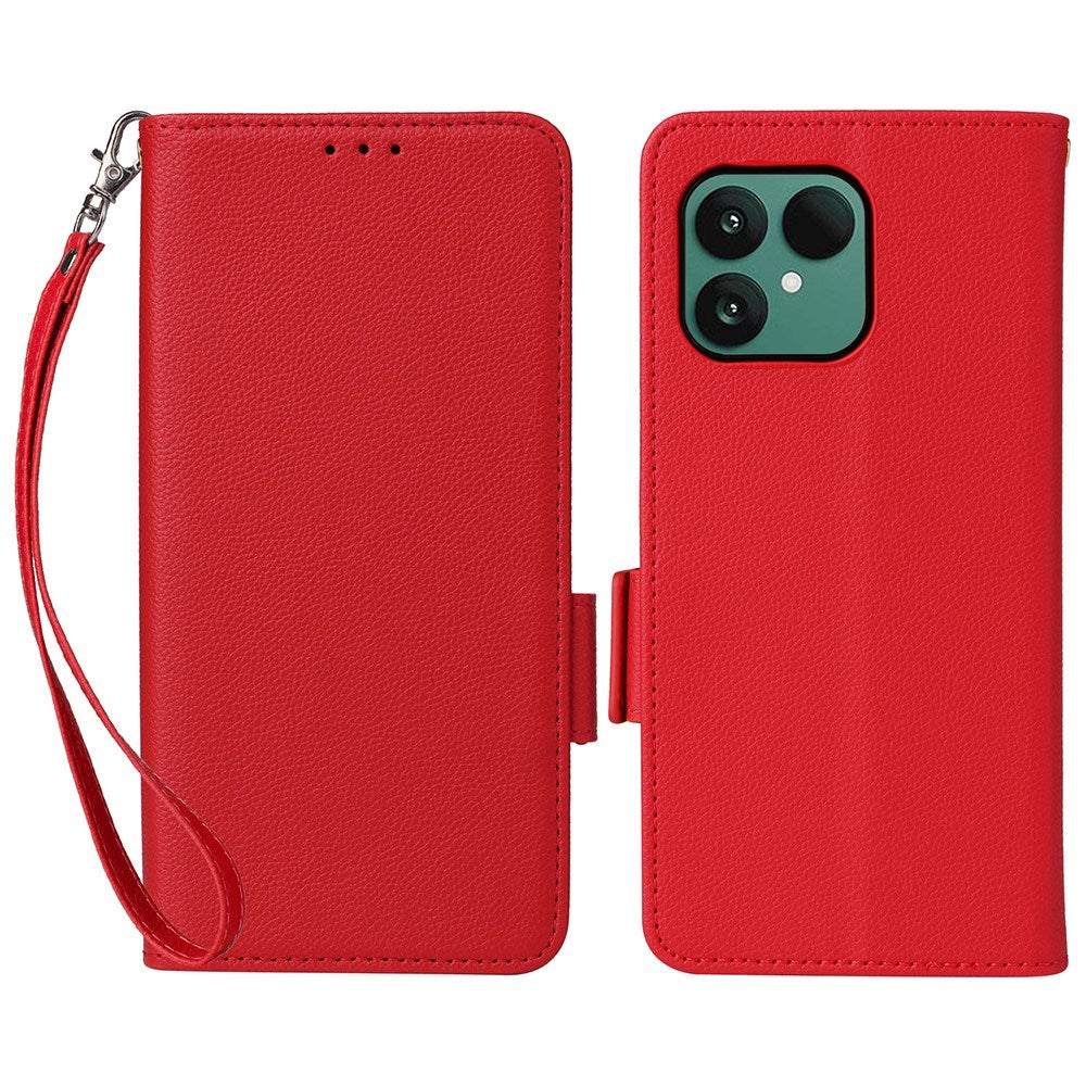 Fairphone (Gen. 6+ / Gen. 6) EIDERWOOD Kunstskinn Flip Deksel m. Stropp - Rød