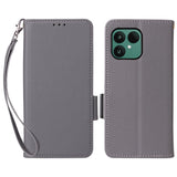 Fairphone (Gen. 6+ / Gen. 6) EIDERWOOD Kunstskinn Flip Deksel m. Stropp - Grå