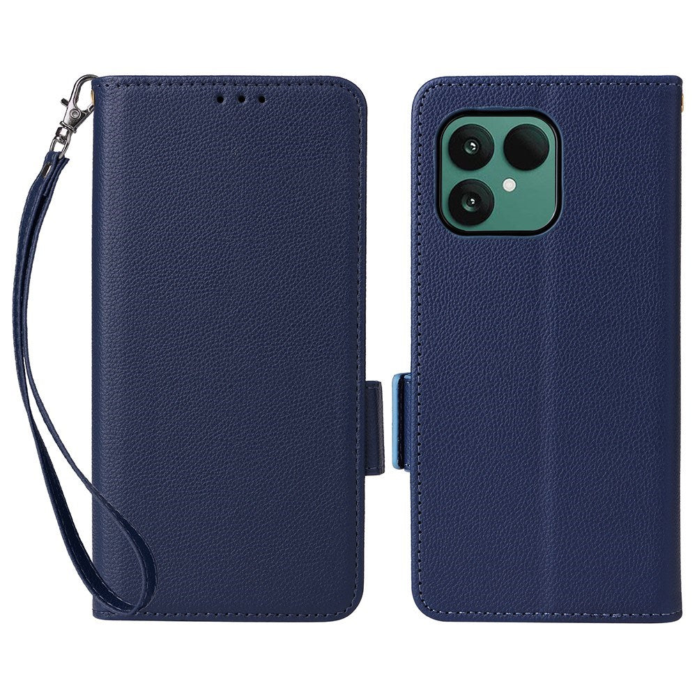 Fairphone (Gen. 6+ / Gen. 6) EIDERWOOD Kunstskinn Flip Deksel m. Stropp - Mørkeblå